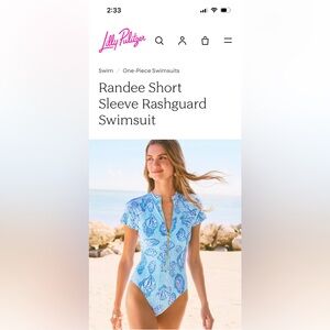 Lilly Pulitzer Randee Short Sleeve Rashguard One Piece Swimsuit